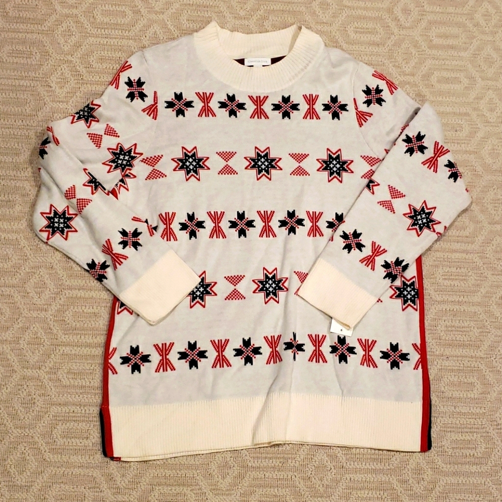 Charter Club Mock Neck Snowflake Sweater XXL